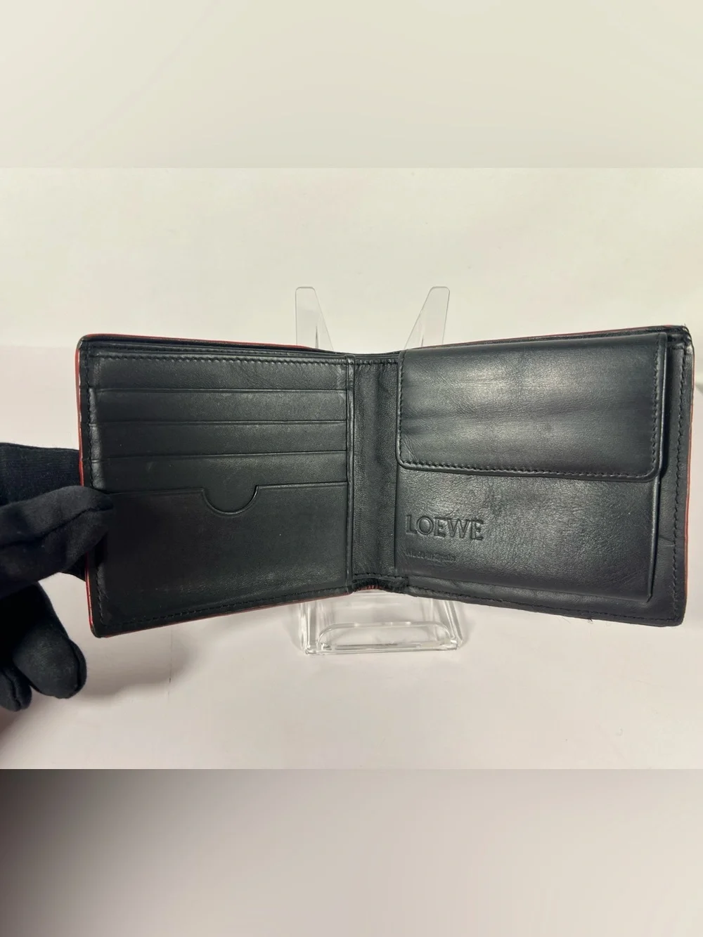 1258: Loewe Anagram Bifold Leather Wallet Black